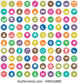 nature 100 icons universal set for web and mobile