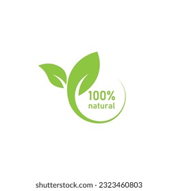 nature 100% natural logo green oil leaf product label bio eco