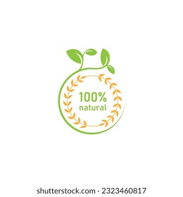 nature 100% natural logo green oil leaf product label bio eco