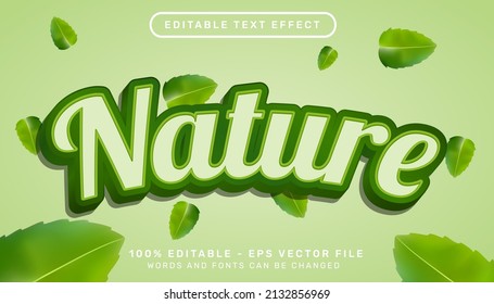 Nature 3d Text Effect And Editable Text Effect With Leaf Mesh Illustration