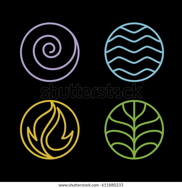 Nature 4 Elements Line Logo Vector (Royalty Free)