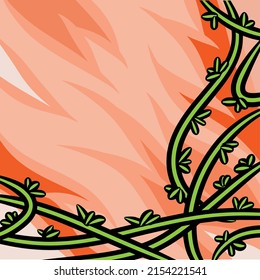 Nature abstract background in pastel colors with leaves and branches ornament