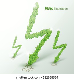 Nature abstract eco concept with lightning bolt symbol vector Illustration