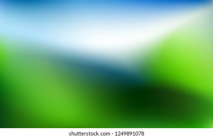 Nature Abstract gradient background. Green and blue blurred color. Backdrop  sky and field. Ecology concept for your graphic design, banner or poster. Vector illustration.