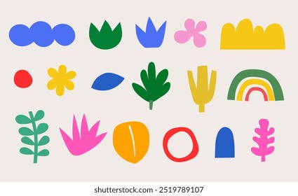 nature abstract hand draw freestyle shape, doodle style set
