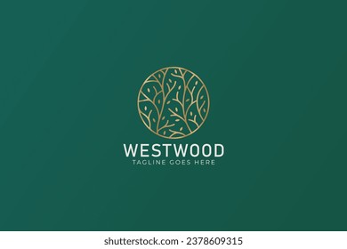 Nature Abstract Plant Branch Gold Premium Style Logo Business Wood Relax Brand Identity