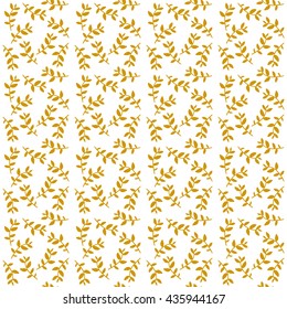 Nature abstract seamless pattern with cute gold plants isolated on white background. Stock vector illustration in Art Deco style for banner, cover, wallpaper, fabric print, wrapping