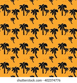 Nature abstract seamless pattern with palms. Exotic tropical summer wallpaper. Floral background. Floral background