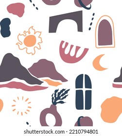 Nature abstract shapes seamless background.