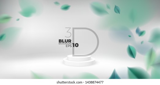 Nature abstract studio background with green spring leaves and product show stage vector design - Shutterstock ID 1438874477