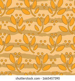 Nature, abstract vector seamless pattern on yellow background . Concept for wallpaper, wrapping paper, cards 