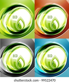 Nature abstract wave eco background set