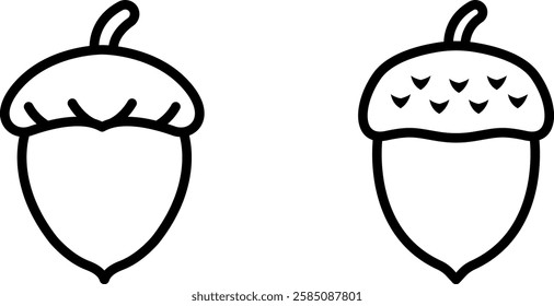 Nature Acorn Icon Vector Symbol Set