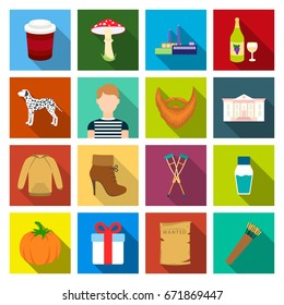 nature, activities, travel and other web icon in flat style.textile, business, industry, icons in set collection.