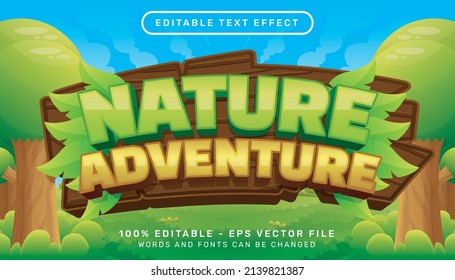 Nature Adventure 3d Text Effect And Editable Text Effect With Leaf Illustration