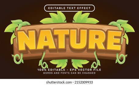 nature adventure 3d text effect and editable text effect with leaf illustration