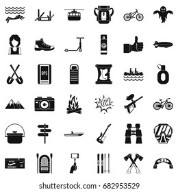 Nature adventure icons set. Simple style of 36 nature adventure vector icons for web isolated on white background