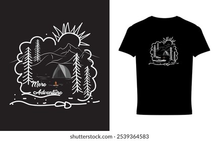 Nature Adventure Line Drawing T-shirt design