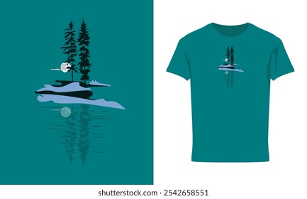 Nature Adventure T-shirt Design, wildlife adventure pine retro vintage illustration