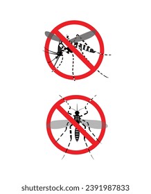 Nature, Aedes Aegypti Mosquito stilt with prohibited sign stock illustration