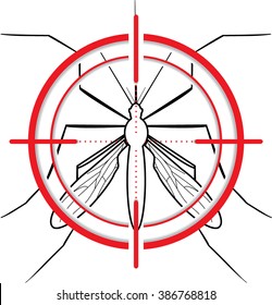 Nature, Aedes Aegypti mosquito with stilt target. Sights Signal. Target Symbol Icon. Zika Virus Outbreak. Ideal for educational, informational, institutional, and related health advisory. Isolated