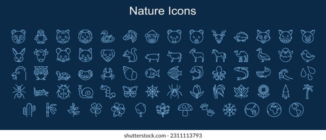 Nature and animal icon set. Set of vector line icons of business in agriculture for modern concepts, web and apps.
