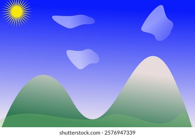 Nature animation design. Image of mountains on blue sky background