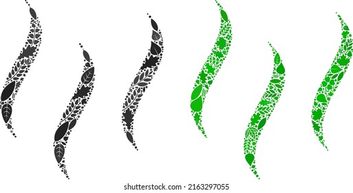 Nature aroma steam icon composition of herbal leaves in green and natural color tints. Ecological environment vector concept for aroma steam icon.