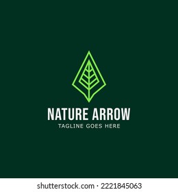 Nature Arrow with Arrowhead for Archer Archery Outdoor Apparel Gear Hunter logo design, Leaf and Arrow, Arrow of Nature