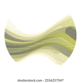 Nature art oriental Japanese style vector abstract background in a shape of circle, mountains terrain landscape, scenic abstraction.