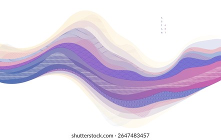 Nature art oriental Japanese style vector abstract background, runny like water shapes and lines with textures.