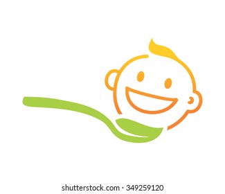 Nature Baby Food Spoon Love Logo Icon Vector