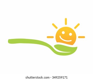 nature baby food spoon love logo icon vector