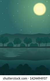 Nature backdrop. mountain and tree with sky. Vector landscape.