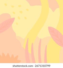 Nature backdrop - square content background. Hand-drawn boho style forest sketch.