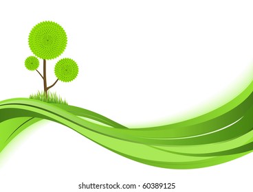 Nature background. Abstract green vector illustration with copyspase.