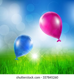 Nature Background with Balloons