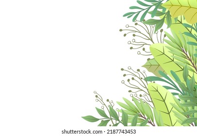 Fondo de la naturaleza, borde verde de la bandera, hermoso bosque de arte, ilustración del vector