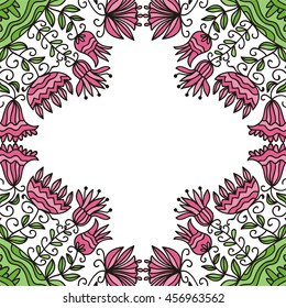 Nature background with beautiful flowers. Vector illustration.