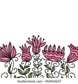 Nature background with beautiful flowers. Vector illustration.