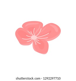 Nature background with blossom branch of pink flowers and butterfly. Vector