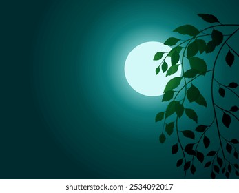 Nature background with branch and full moon