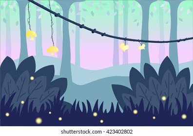 Nature background, cartoon landscape illustration