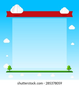 Nature background, Cloud sky field tree and polygon element vector illustration, eps10