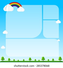 Nature background, Cloud sky field tree and polygon element vector illustration, eps10