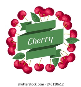 Nature background design with stylized fresh cherries.
