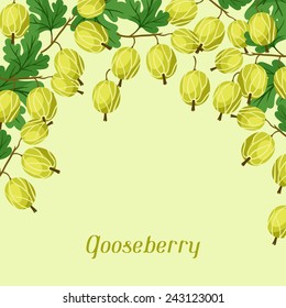 Nature background design with stylized fresh gooseberries.