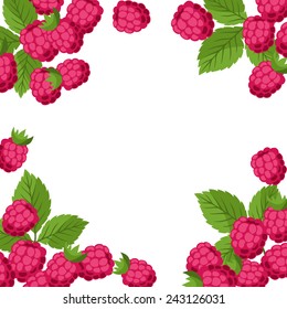 Nature background design with stylized fresh raspberries.