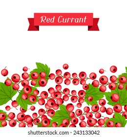 Nature background design with stylized fresh red currants.