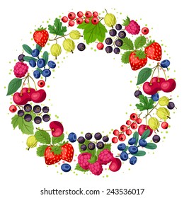 Nature background design with stylized fresh berries.